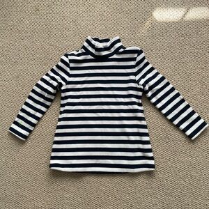 Dudley Stephens Navy and White Striped Kids Large Fleece Turtleneck Top
